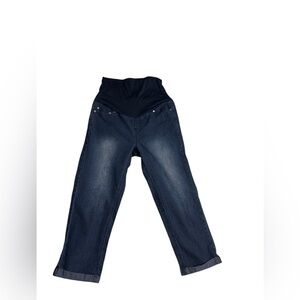 Times Two Dark Blue Denim Maternity Jeans with Soft Stretchy Belly Band, med
